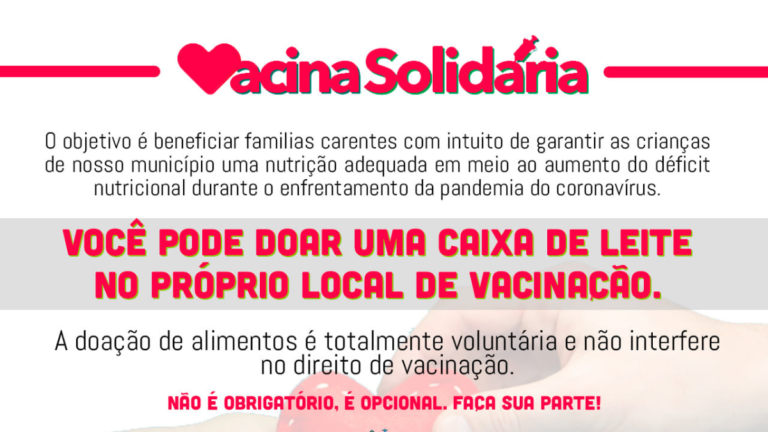 Prefeitura de Ouro Fino cria campanha de vacinação solidária