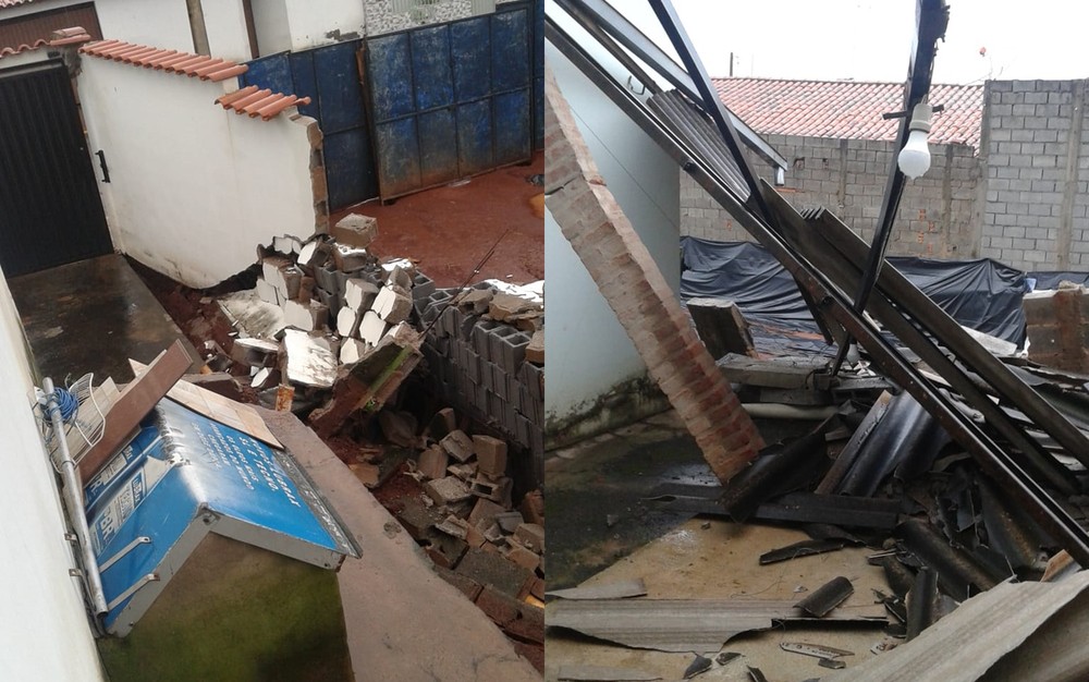 Chuva forte destrói muro de residência em Elói Mendes