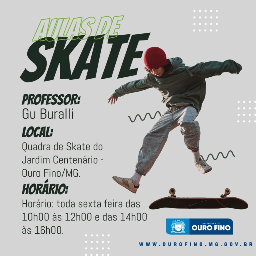 Aulas de Skate gratuitas em Ouro Fino