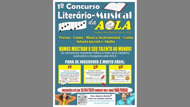 AOLA prorroga inscrições para Concurso Literário e Musical